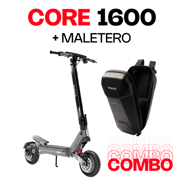 Combo Patineta Eléctrica Minca Core 1600 Ats + Maleta Gris Oscuro