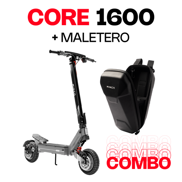 Combo Patineta Eléctrica Minca Core 1600 Ats + Maleta Gris Oscuro