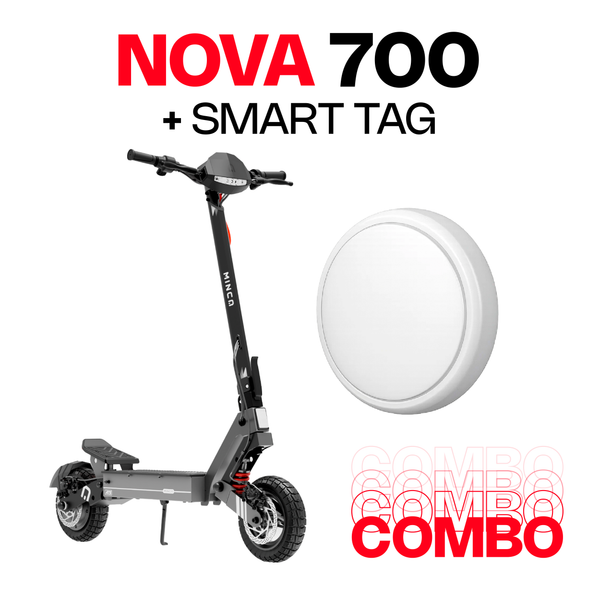 Combo Patineta Eléctrica Minca Nova 700 Ats + Smart Tag Negro