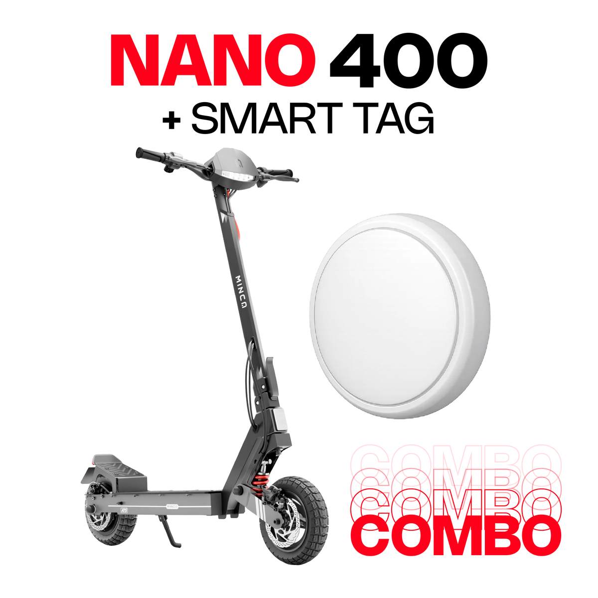 Combo Patineta Eléctrica Minca Nano 400 Ats + Smart Tag Gris Oscuro