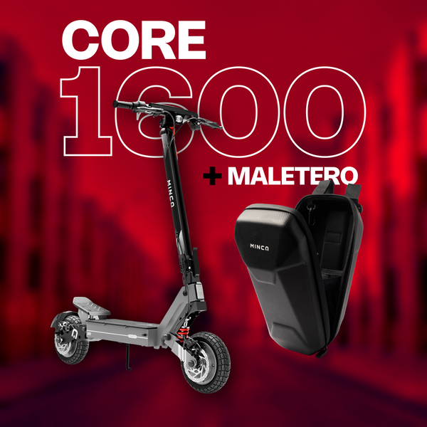 Combo Patineta Eléctrica Minca Core 1600 Ats + Maleta Gris Oscuro
