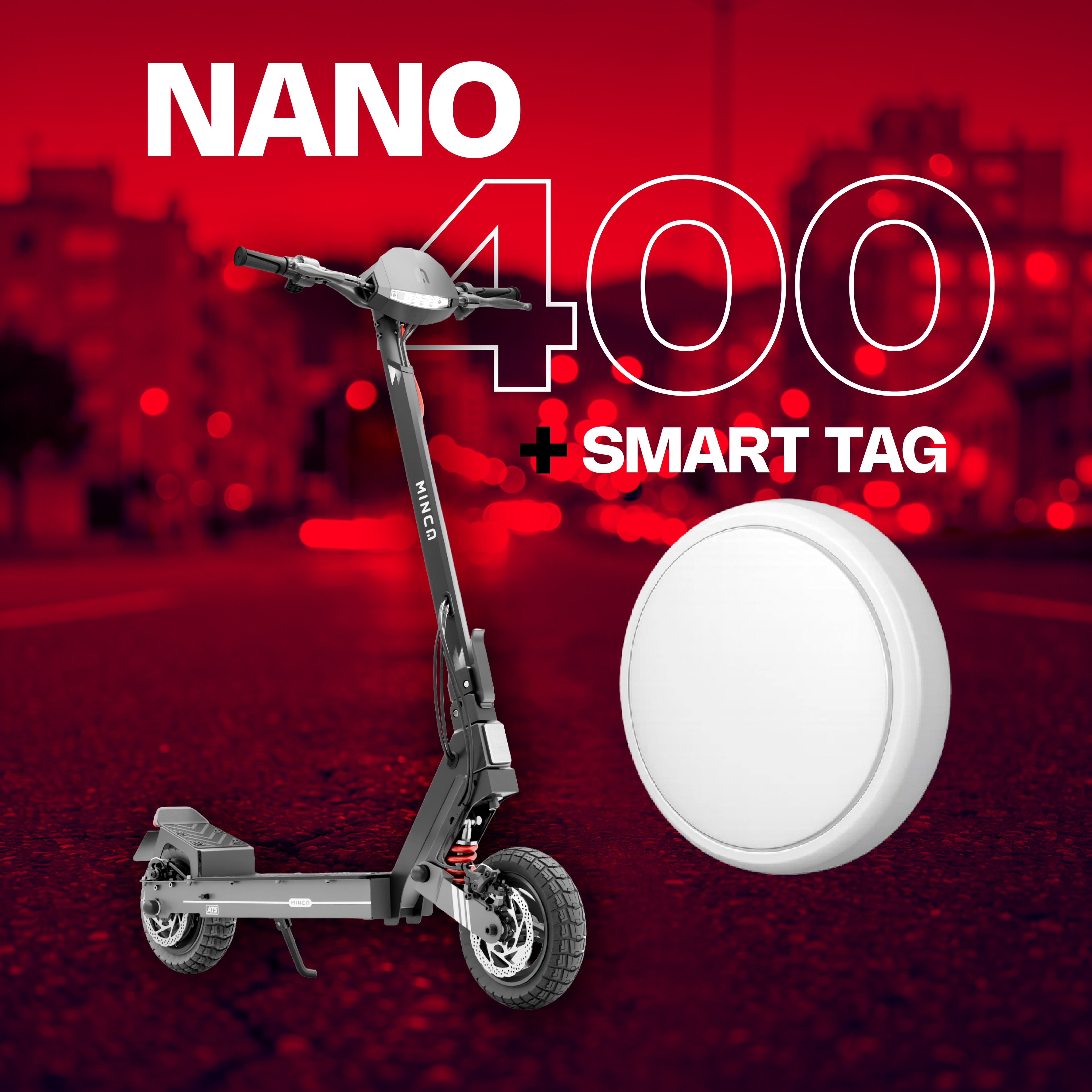 Combo Patineta Eléctrica Minca Nano 400 ATS + Smart Tag Gris Oscuro