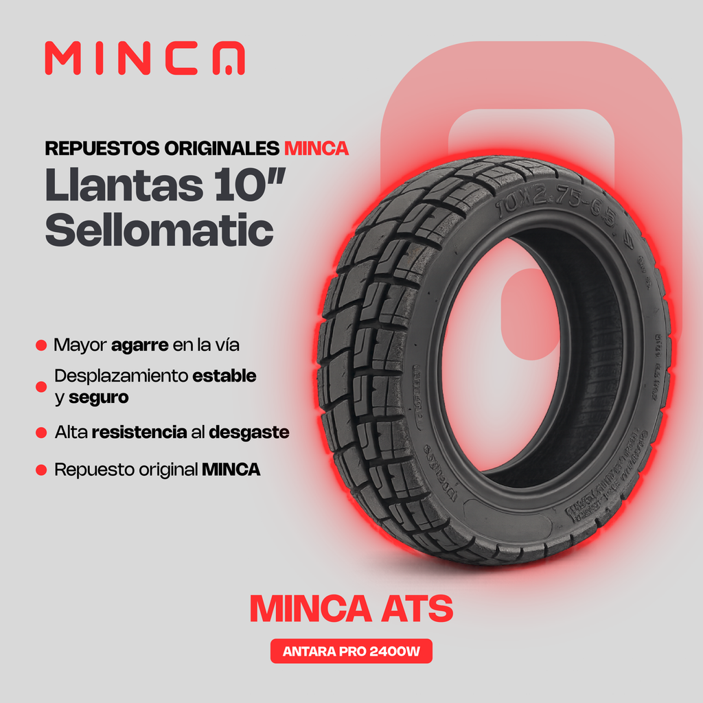 Llanta Sellomatic de 10 Pulgadas para Patineta Electica ATS