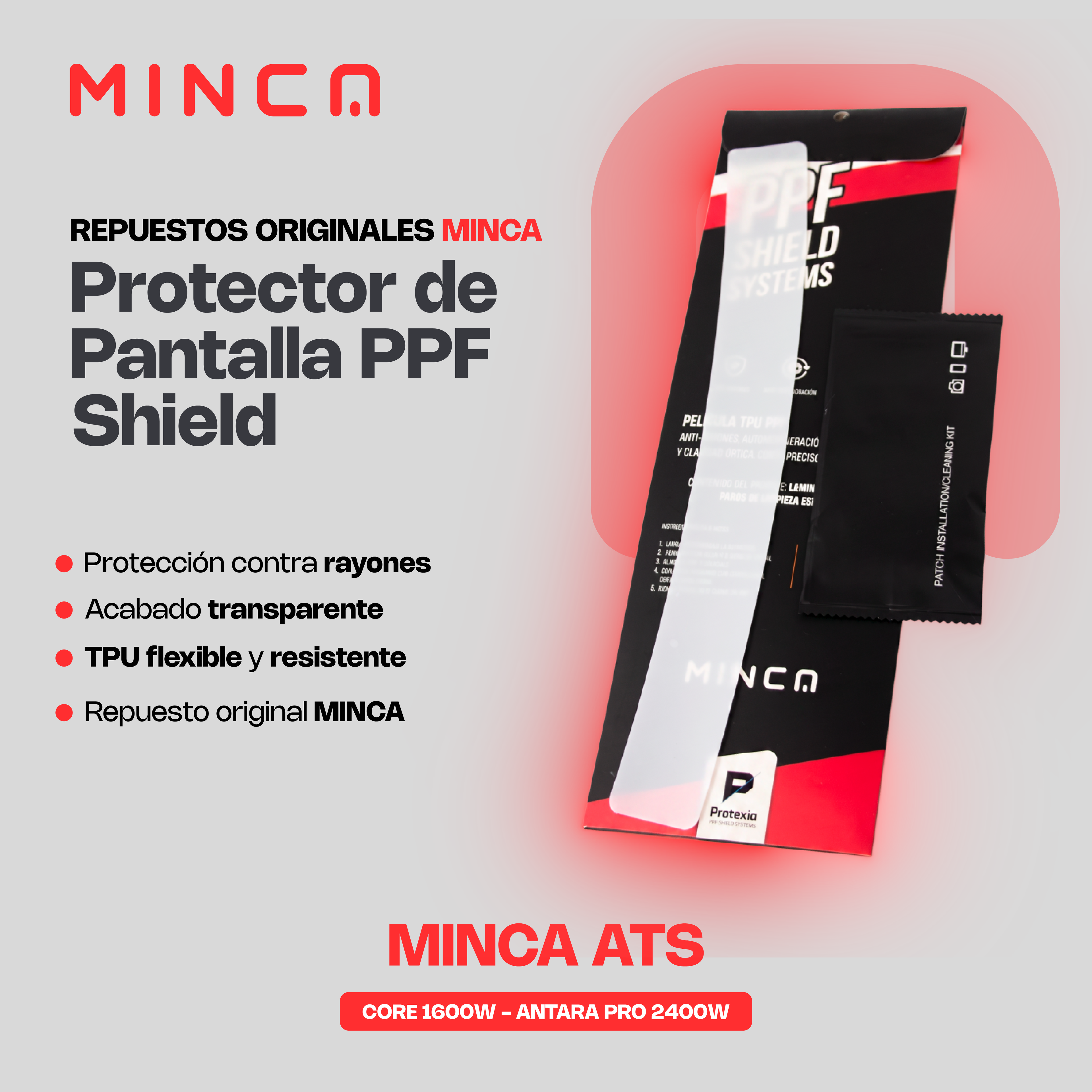 Protector de Pantalla PPF Shield para Patinetas Eléctricas y Moped Minca