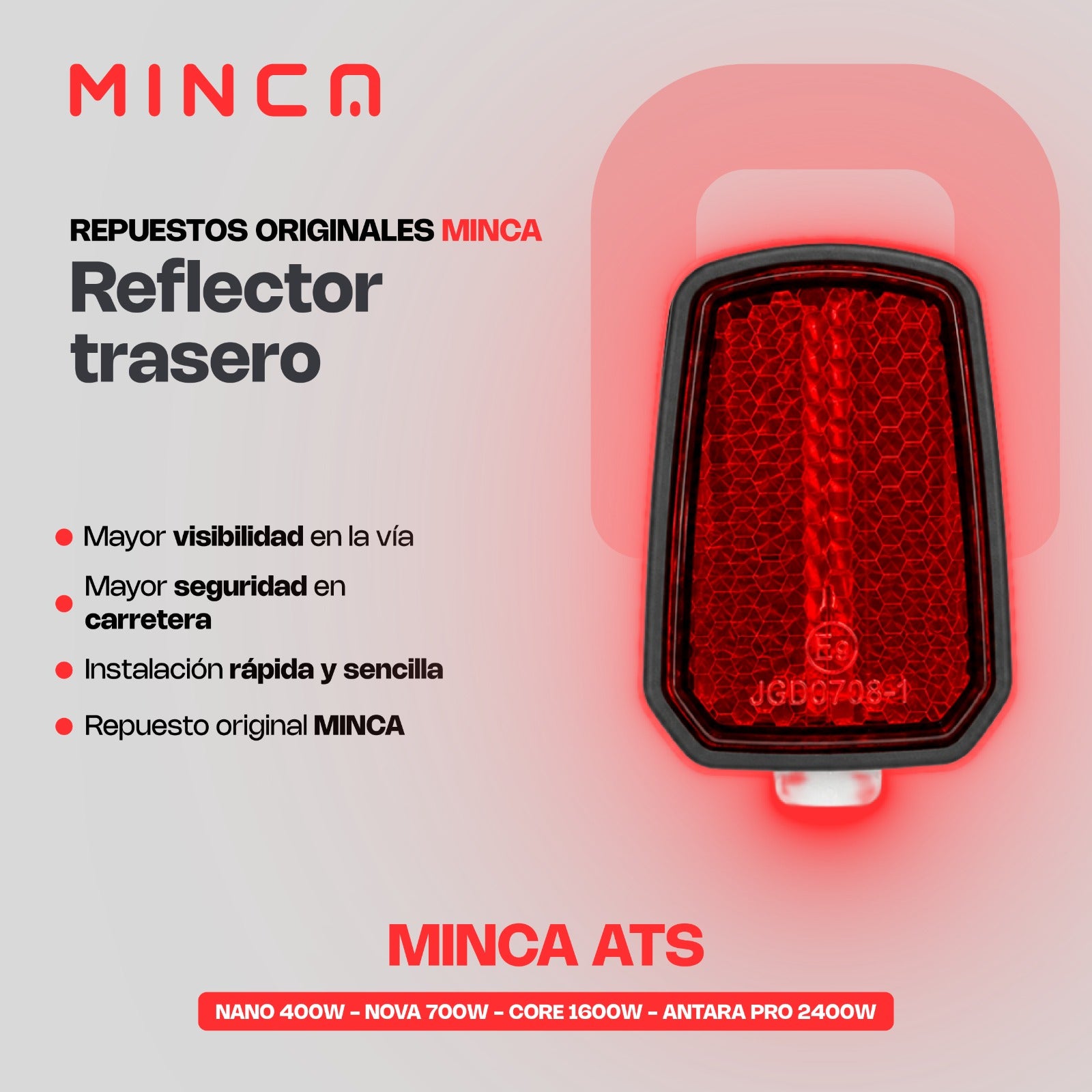 Reflector Trasero Rojo para Patineta Eléctrica ATS